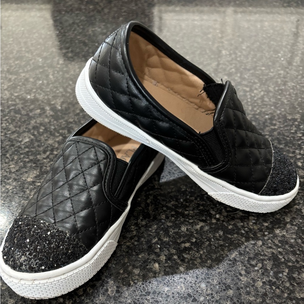 Girls slip on glitter shoes